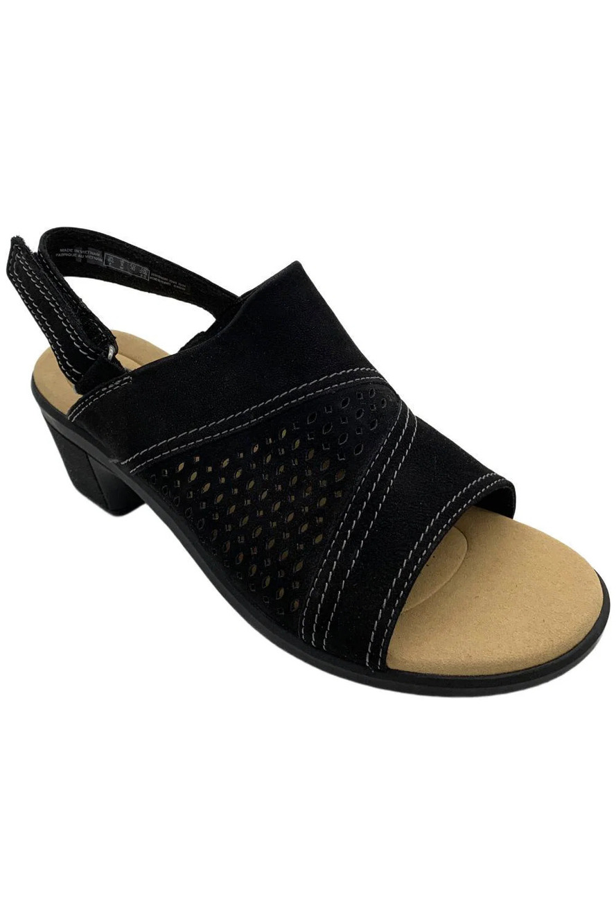 Clarks Collection Women's Emily2 Mist Block Heel Sandals Black - Wide